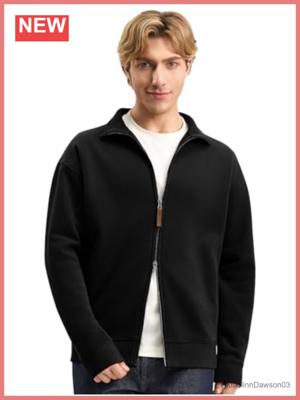 Two-Way Zip Up Fleece Sweatshirt Mock Neck Cotton Blend Unisex